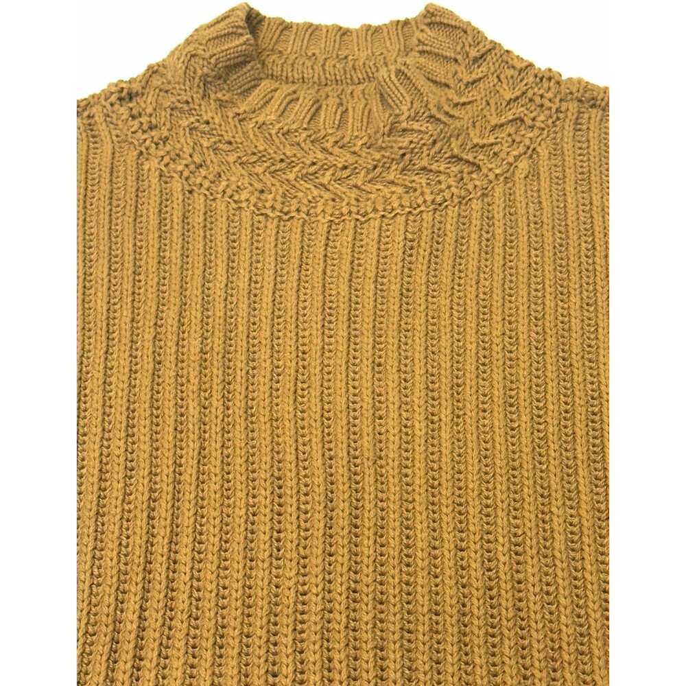 NWT L.L. Bean Signature Organic Cotton Mockneck Ribbed Sweater Walnut Large L